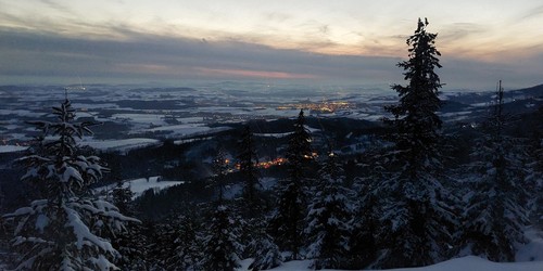 Západ slunce nad Černým dolem - pohled z Černé hory